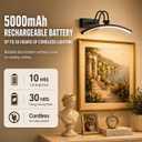 PAIHOME 16 inch Picture Lights for Wall Battery Operated Black Wall Light | Wireless,Rechargeable,Magnetic,Smart Motion Sensor,Remote Control,3 Color Dimmable,Art Lighting for Painting Gallery Portrait