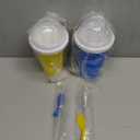 Slushie Cup, 2 Pack Slushy Maker Cup, Frozen Magic Squeeze Cups for Juice Milk Yogurt Ice Cream Make, DIY Cooling Cup with Lid & Straw Cool Stuff Things for Kids Friends Family (Blue+Pink)