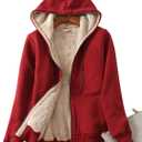 Yeokou Women's Casual Full Zip Up Sherpa Lined Hoodie Sweatshirt Jacket Coat (XX-Large, Winered)
