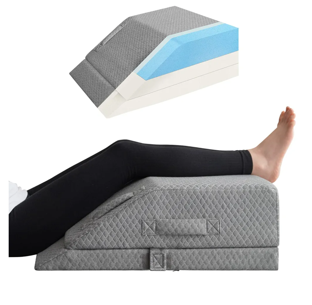 Adjustable Leg Elevation Pillows for Swelling, Cooling Gel Memory Foam Wedge Pillows for After Surgery, Sciatica Back Knee Hip Ankles Pain Relief, Leg Pillows for Sleeping Blood Circulation