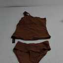 Two Piece Tankini Bathing Suit One Shoulder Swimsuit for Women Tummy Control Swimwear (Medium, Brown)