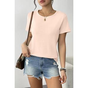 Womens 2 Pack T Shirts Basic Short Sleeve Tees Crewneck Fashion Tops Loose (Large, Cream+white)