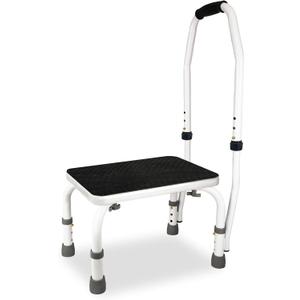 Step Stool with Handle, Adjustable Step Stool, Bed Step for High Beds for Adults, Elderly Bedside, Height Adjustable Elderly Step Stools, Padded Non-Slip Hand Grips, Heavy Duty Holds 330 Lbs