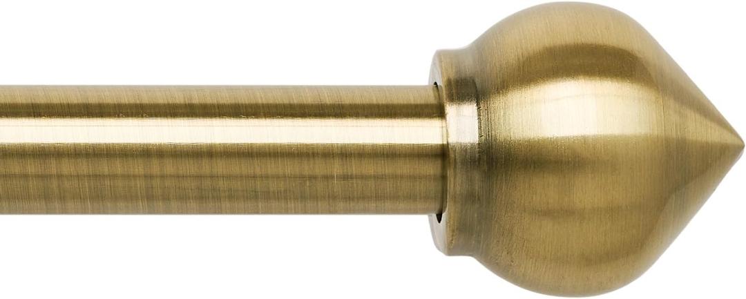 3/4" Standard Decorative Adjustable Curtain Rod,Heavy Duty Curtain Rods Set for Windows,30 To 52 Inch, Antique Brass