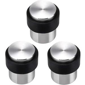 Sumnacon Cylindrical Floor Door Stopper, Solid Stainless Steel Door Stopper with Rubber Bumper-Safety Floor Mount Doorstop with Screws (3) (Silver)