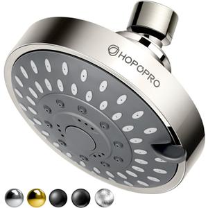 HOPOPRO 5-Mode High Pressure Shower Head - The Washington Post, NBC News, Today TV Show Recommended - High Flow Fixed Showerheads (4 Inch Brushed Nickel)