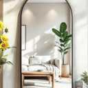 71"x32" Floor Mirror Full Length, Arched Full Length Mirror with Stand, Large Full Body Mirrors for Bedroom Living Room or Cloakroom Black