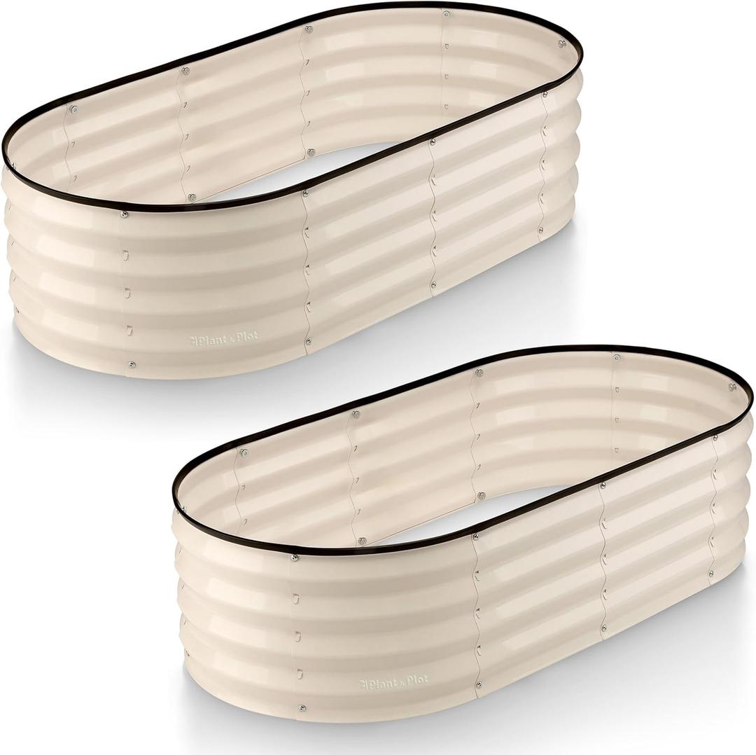 Galvanized Raised Garden Beds Outdoor // 421 ft (2-Pack) Planter Raised Beds for Gardening, Vegetables, Flowers // Large Metal Garden Box (White) // Patented Tool-Free Design