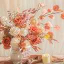 Ling's moment Fall Artificial Flowers 25Pcs Burnt Orange Roses Decor w/Stems,3" DIY Foam Floral for Wedding Bouquet/Centerpieces, Outdoors Party Backdrop, Room/Table, and Garden/Pot Decor