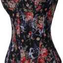 Alivila.Y Fashion Womens Vintage Floral Denim Overbust Corset Bustier Top (Medium, Black)