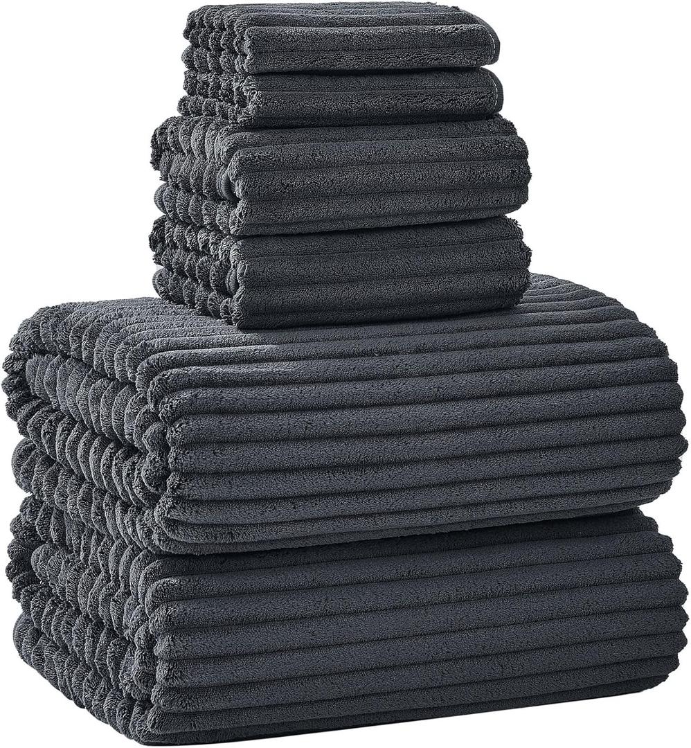 Extra Large Bath Towel Set of 6 (40"x80"), Oversized Bath Sheet Super Soft Highly Absorbent Microfibers Quick Dry Luxury Shower Towel for Bathroom Spa Gym Hotel Yoga (Charcoal Gray, 6Piece)