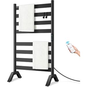 Heated Towel Racks for Bathroom Freestanding & Wall Mounted, WiFi-Enable Electric Towel Warmer Rack, Extra-Wide Heating Area Fast Heating with Timer & Temperature Control, 8 Bars, Matte Black