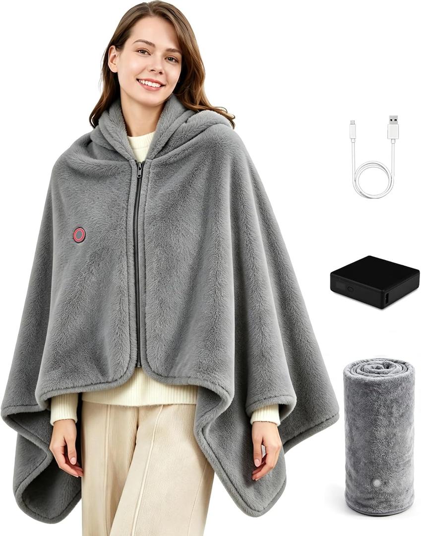 Cordless Heated Blanket with Battery Pack,Battery Powered Carbon Fiber Electric Heated Throw, Machine Washable, Long-Lasting for Home, Camping, Travel, Office