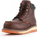 SUREWAY 6 Mens Heavy Duty Steel/Composite/Soft Toe Work Boots for Men,Comfortable & Durable,Goodyear Welt,Full Grain Leather,Oil/Slip Resistant,Wedge Moc Toe Industrial Construction Boots/Shoes (9.5)