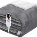 Electric Blanket Heated Full, Soft Flannel 72"x84" Heating Blanket with 8 Hours Auto Off 10 Fast Heating Levels Machine Washable Sherpa Heated Blanket with Overheating Protection
