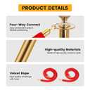 8-Pack Stainless Steel Stanchions and Velvet Ropes (6 Red 5ft), Sand-Filled Crowd Control Barriers for Weddings, Exhibitions, Events(Gold)
