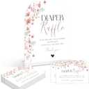 Baby Shower Games - Wildflower Diaper Raffle, 1 Arch Acrylic Sign and 50 Diaper Raffle Tickets, Gender Reveal Game, Floral Baby Shower Decoration Supplies (PE05)