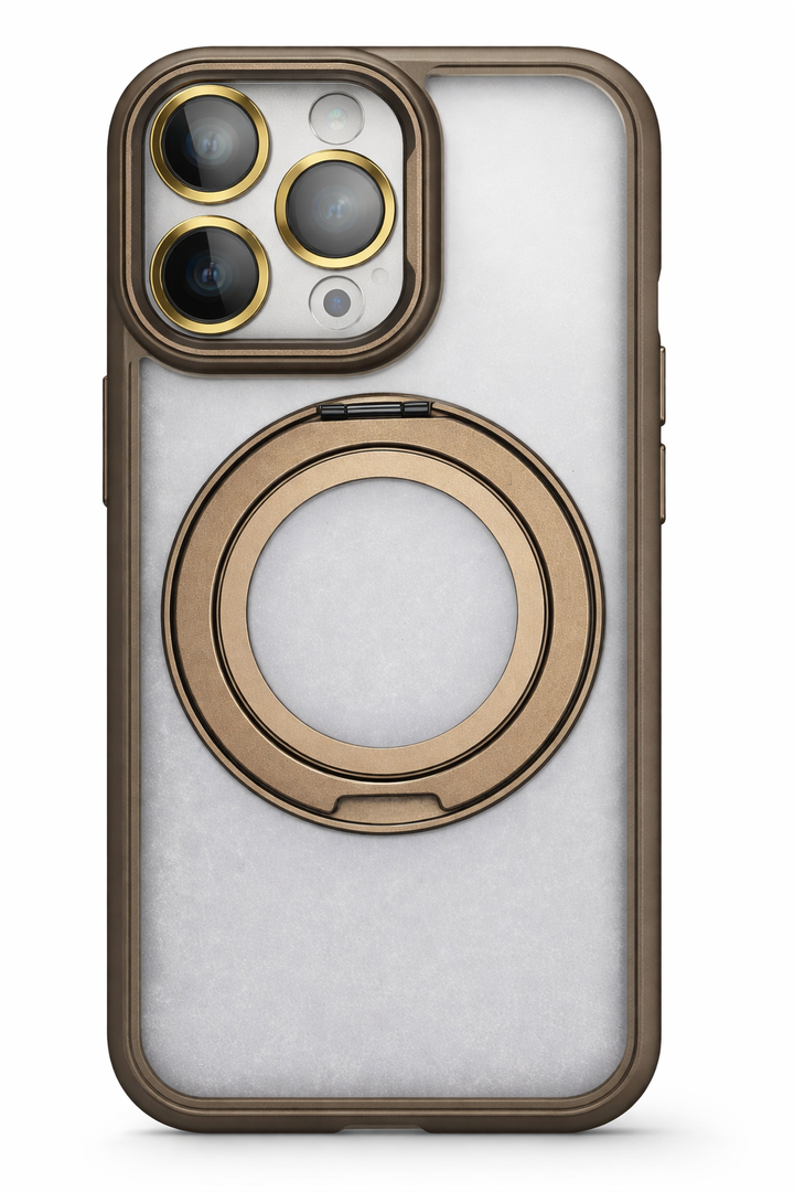 Magnetic for iPhone 16 Pro Case Camera Control Button with Stand [Compatible with MagSafe] [360 Rotatable Ring Holder Kickstand] [Military Grade Protection] 16Pro Phone Case 6.3 Inch, Desert/Clear