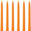 6 Pack 10 Inch Burnt-Orange Spiral Taper Candles for Halloween and Fall Harvest, Unscented Dripless Twisted Candlesticks for Dinner Party Thanksgiving Sport Event and Citrus-Themed Decoration