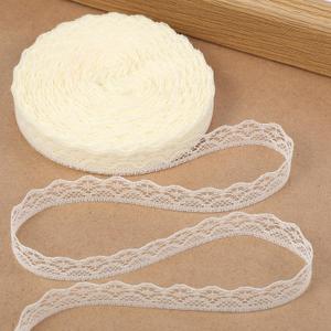 30 Yards Beige Sewing Lace Ribbon Roll 0.6 Inch Wide Flower Fabric Trim Sewing Crafts Lace for Wedding Decoration, Bouquet, and Gift Packaging