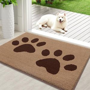 Buganda Dog Door Mat for Muddy Paws, Absorbent Dirt Trapper Washable Indoor Doormats, Non Slip Low-Profile Mud Mat for Dogs, Front Entrance Doormat for Inside Floor (36x24 Inches, Beige)