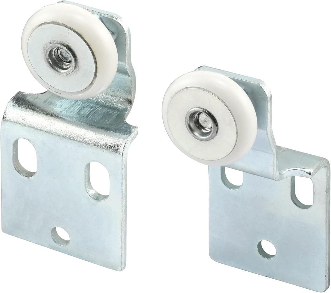 Prime-Line N 7533 Sliding Closet Door Roller Kit, 3/4 In. Wheel Diameter, Convex (Round) Edge Plastic, Stamped Steel Construction, Includes 3/8 and 1/2 In. Offset Pairs (1 Pack)