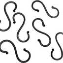 Living Ideas Hand Forged Metal S Hook Set - 6 Pcs Wrought Iron Handmade Black Antique Finish Heavy Duty 3.50 Inches for Hanging Plants, Coffee Mugs, Towels in Kitchen