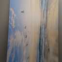 Dimpoli Beach Ocean Canvas Wall Art, Ocean Seagull Birds Blue Natural Scene Artwork Decorations for Home Living Room Decor 48x24 Inches