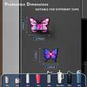 Luminous Butterfly Magnetic Cup Holder for Fridge, Upgraded PE-Coated Metal Stanley Tumbler Organizer with Glow-in-the-Dark Magnet Coaster & Adhesive Mount for Kitchen, Bedroom, Camping