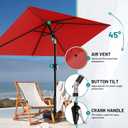 AreShark 6.5' x 10' Rectangular Patio Umbrellas for Outdoor, Outdoor Table Umbrella, Large Outdoor Patio Umbrellas with 6 Sturdy Ribs for Pool, Garden, Deck & Market (Red)