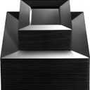 Liacere100PCS Black Plastic Plates-Premium Black Square Disposable Plates-Include 50PCS 9.5inch Dinner Plates - 50PCS 6inch Dessert Plates for Party & Wedding
