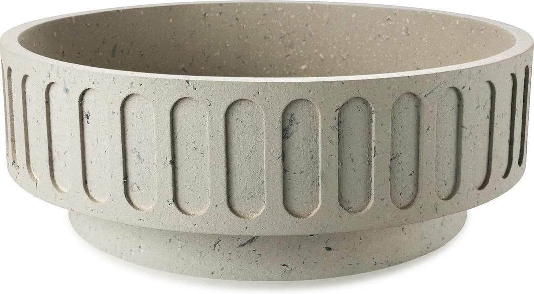 KULEDM Handmade Wooden Decorative Bowl for Home Decor, Round Coffee Table bowl for Living Room Decor, Coffee Table Kitchen room or Farmhouse decoration, Grey, 10" Diameter x 3.5" Height