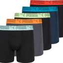 PUMA Men's 5 Pack Performance Boxer Briefs (Black/Grey/Navy/Bright, XL)