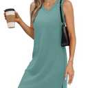 BKRIVE V-Neck Summer Casual Beach Dresses for Women 2026 Vacation Women's Sleeveless Sundress with Split Turquoise M