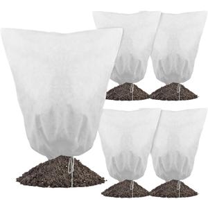 Gardzen 5-Pack Plant Cover Drawstring Tree Cover, Winter Freeze Plant Protection, Tree Jacket Frost Blanket for Outdoor Plants, 31" x 40"
