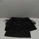 Tbahhir Women's Fringe Sequin 2 Piece Outfit Set Sexy Flowy Tassel Crop Top Shiny Mini Shorts Pants Clubwear (Large, Black)