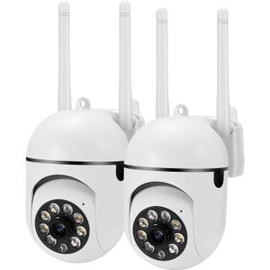 Security Camera Wired,2.4G/5G Indoor Outdoor Wireless Cameras for Home Security with Motion Sensor & Alarm,2-Way Audio, Colored Night Vision (2pack)