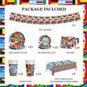 75 Pcs Soccer Party Decorations 2026 Theme, International Flag Paper Plates Napkins Cups Tablecloths and Banner, Global Football Match Viewing Party Supplies for Boys Sports Birthday (Serves 12)