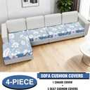 Stretch Couch Covers for L-Shaped Couch Cover & Sectionals with 3 seat Cushion Covers,Floral Print L Shaped Sofa Slipcovers,Washable Soft Wear-Resistant Sofa Protector for Pets