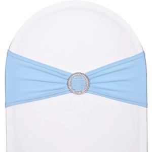 10pcs Stretch Spandex Chair Sashes for Wedding Party Banquet Decoration Elastic Chair Bow with Buckle Engagement Event Birthday Graduation Meeting Baby Shower(Sky Blue Light Blue)