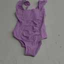 NECIOUS Girls Swimsuit Ruffle Adjustable Straps One Piece Bathing Suit Solid Color Ruched Girls' Swimwear 9-16Y (9-10 Years, Purple)