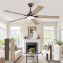 ZMISHIBO 60" Ceiling Fans with Lights, Oil Bronze Farmhouse Ceiling Fan with Remote, Rustic Indoor Ceiling Fan with Dual Finish Blades, Quiet & Strong Motor, Bright LED Light.