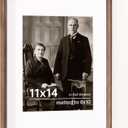 11x14 Wooden Picture Frames USA-Sourced Natural Walnut Solid Wood Photo Frame Handcrafted Rounded Corner with Mat to 8x10 Picture Frame Vintage Display with Real Glass Family Picture