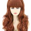 Topcosplay Women's 60s Costume Wig Auburn Brown Big Bouffant Beehive Wig Hair Long Wavy Halloween Party Wigs