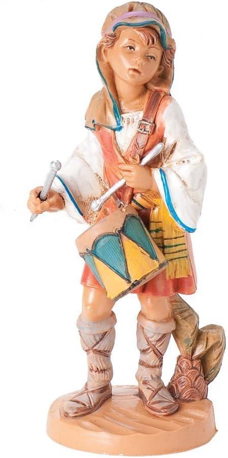 Fontanini by Roman Inc., Jareth The Drummer Boy, 5" Shepherds Collection, Nativity Figure and Accessories, Hand Sculpted and Painted
