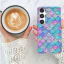 for Samsung Galaxy S24 Plus Case for Girl Women, Glitter Mother of Pearl Shiny Sparkle Bling Slim Soft TPU Phone Cover for Galaxy S24+,Graceful Fun Pink Blue Mermaid Tail