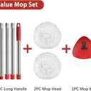 2 Spin Mop Head Replacement, 1 Base, 1 Mop Handle (30-58in) Combo Mops Set Compatible with OCedar EasyWring RinseClean Microfiber Mops (White (1-Tank System))