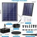 POPOSOAP 6.5W Solar Fountain Pump for Bird Bath Built-in 3000mAh Battery Backup, DIY Solar Water Fountain with Double-Layer Nozzles & Dry-Run Protection 5Ft Tubing for Ponds, Bird Bath, Water Features