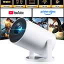[Built-in Apps] CLOKOWE Mini Projector with WiFi and Bluetooth, 2026 Upgraded 1080P Smart Portable Projector with 180 Rotation, Auto Keystone, Compatible with iPhone/Android/Laptop/TV Stick/HDMI/USB (white)
