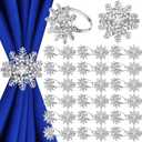 Patelai 6 Pieces Snowflake Napkin Rings Christmas Silver Pearl Xmas Napkin Ring Holder Buckle Set Metal Alloy Flower Buckle for Christmas Wedding Thanksgiving Dinner